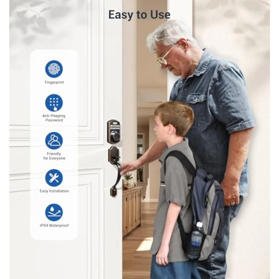 SHXI Fingerprint Door Lock Set Keyless Entry With Lever Handle