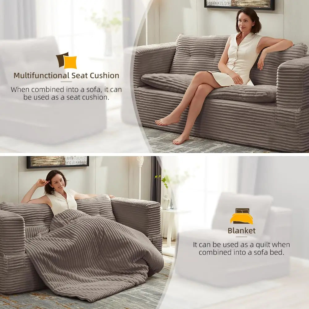 Corduroy Futon Sofa Bed L Shaped Sleeper With Chaise
