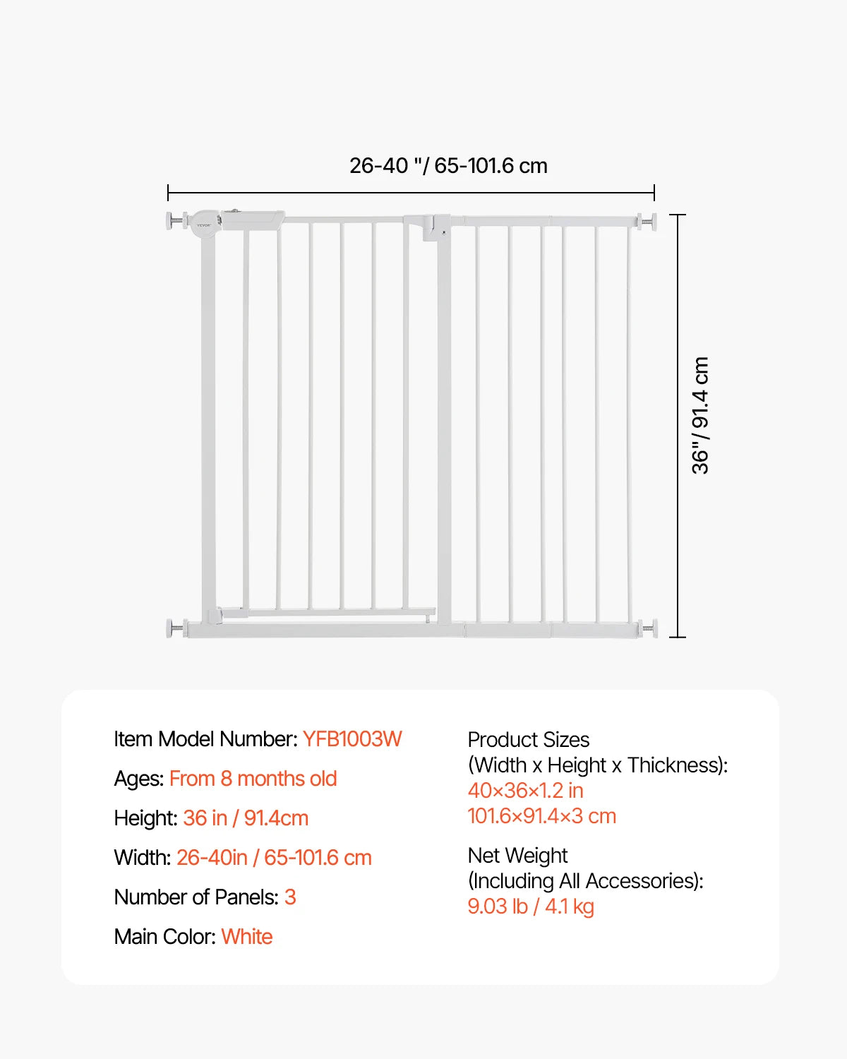 SucceBuy Baby Gate Walk Through Doorways Pressure Mounted