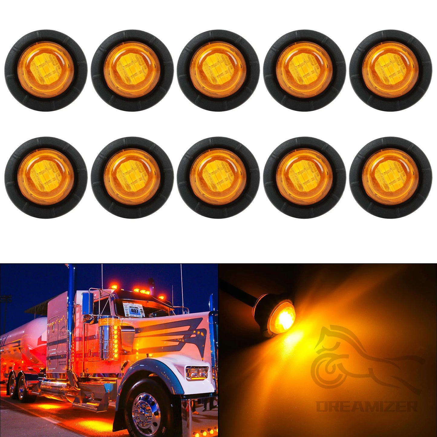 12V Round Trailer Side Marker Lights For Truck Trailer Boat