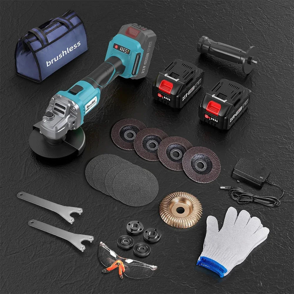 Seesii 21V Brushless Angle Grinder Multifunction Cutting Polishing Tool