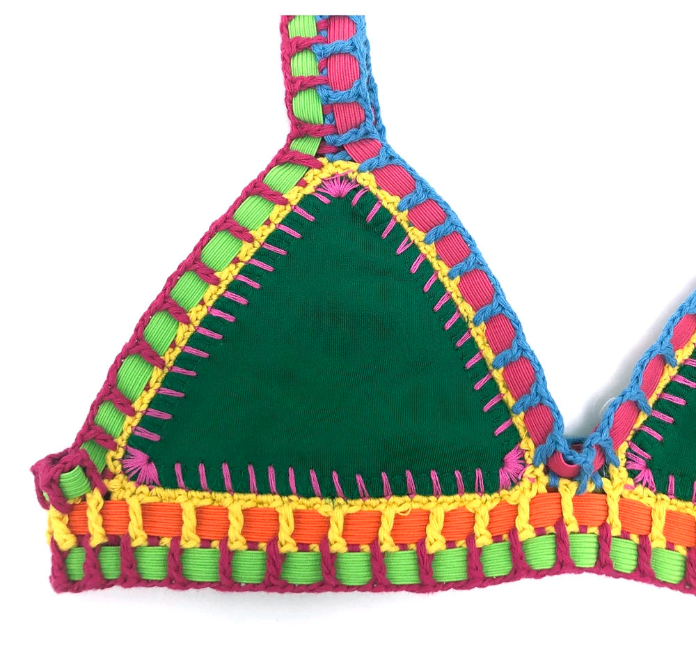NONECN Crochet Two-Piece Bikini Set For Women Swimwear