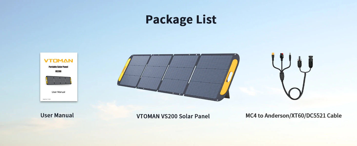 VTOMAN VS200 Portable Solar Panel 200W Outdoor Generator
