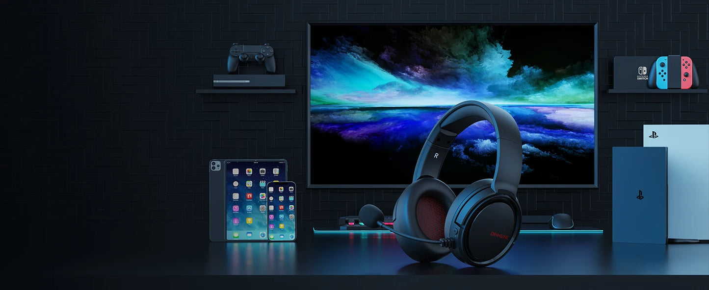BINNUNE 2.4G Wireless Gaming Headset PS5 PS4 PC NS