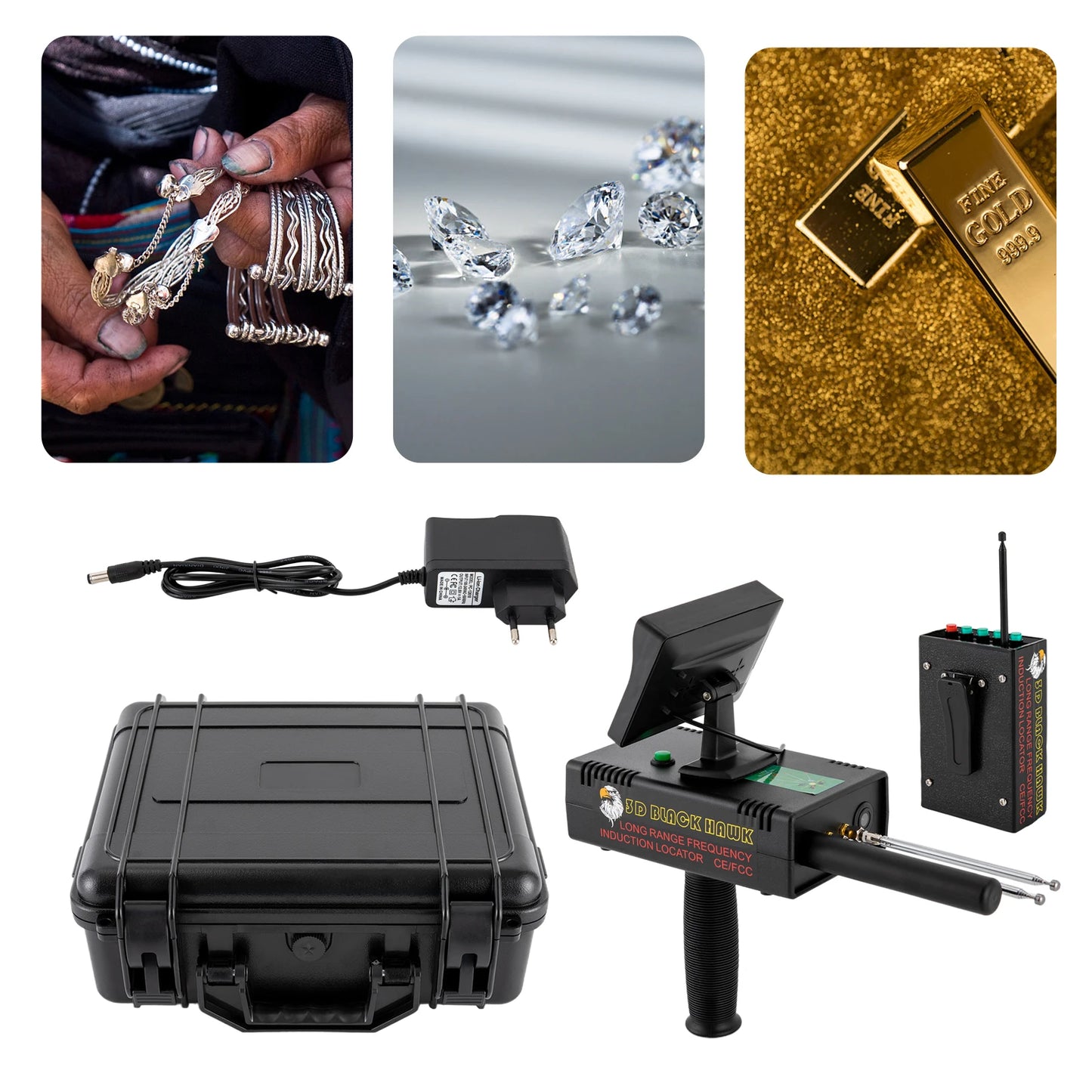 Metal Detector 3D LED Display Treasure Finder With Locator