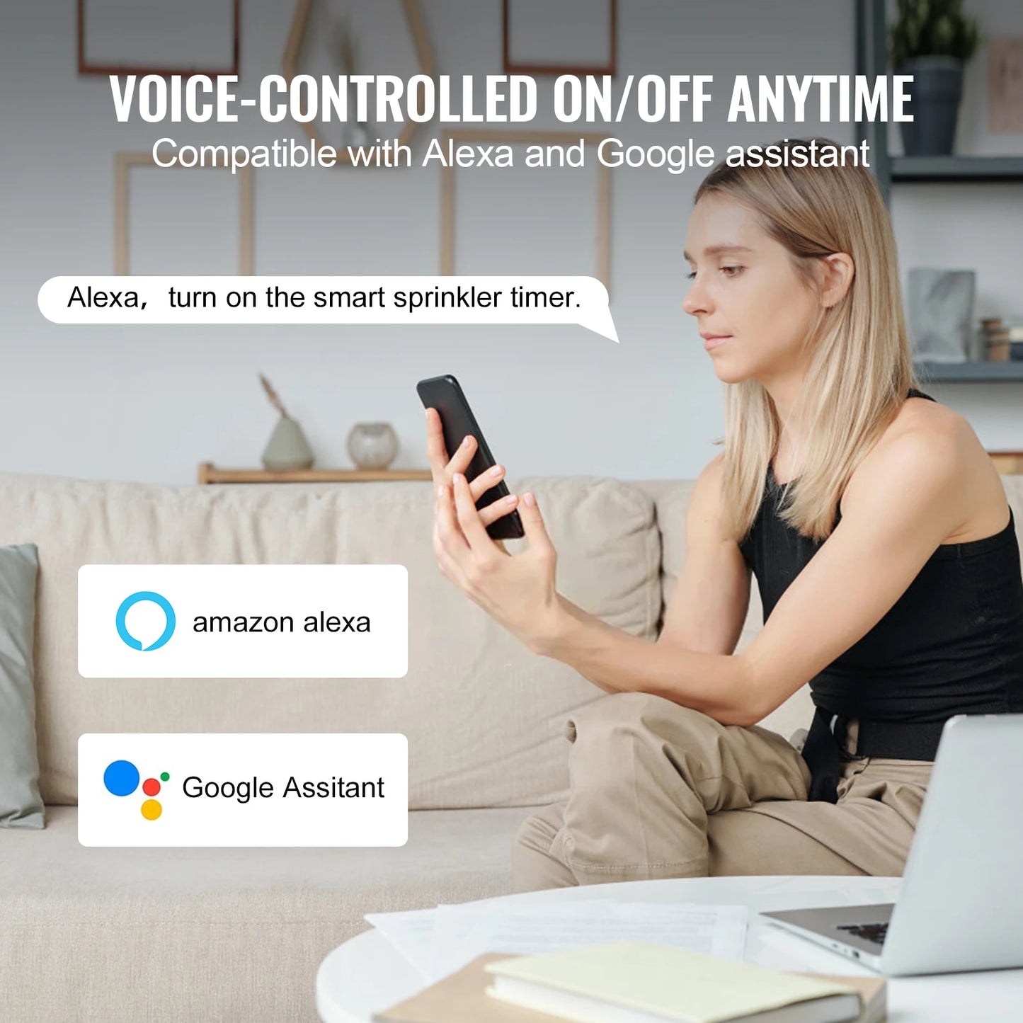 SucceBuy WiFi Sprinkler Timer For Yard Watering With Single Or Dual Outlet App And Voice Control IPX6 Hose Faucet Timer
