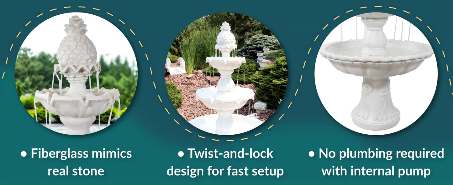 3-Tier Welcome Water Fountain With Pineapple Topper