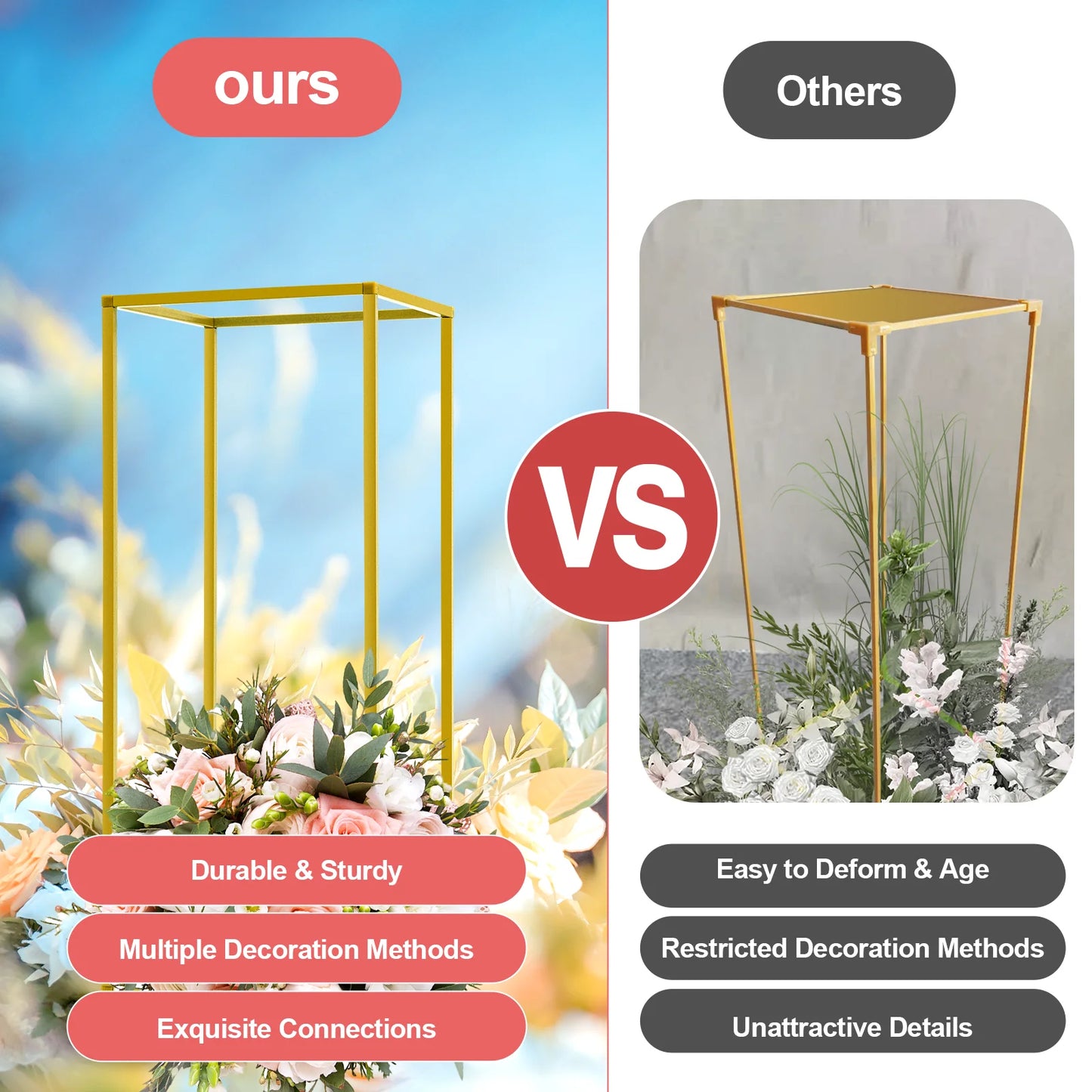 Wedding Flower Stand Set Metal Column Rack Balloon Holder Decor