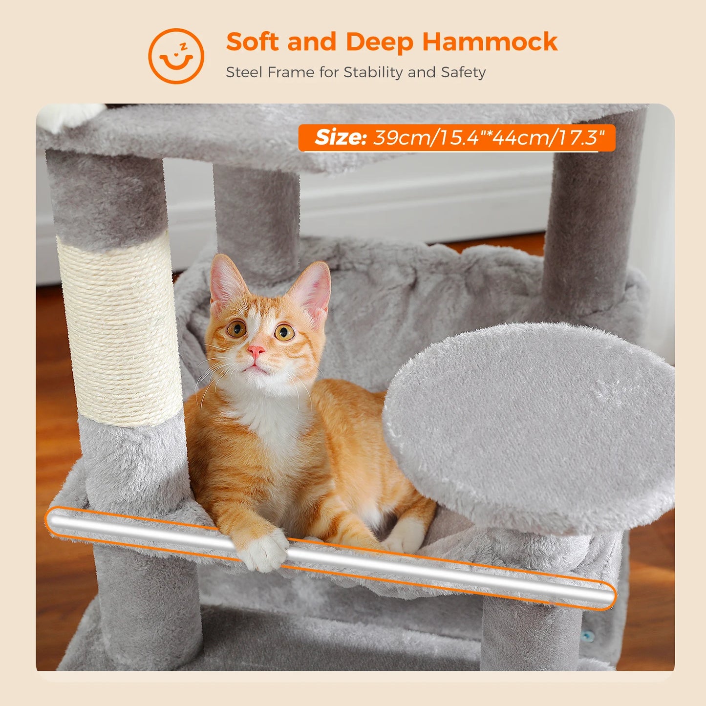 PAWZ Road Cat Tree Tower With Sisal Scratching Posts Hammock