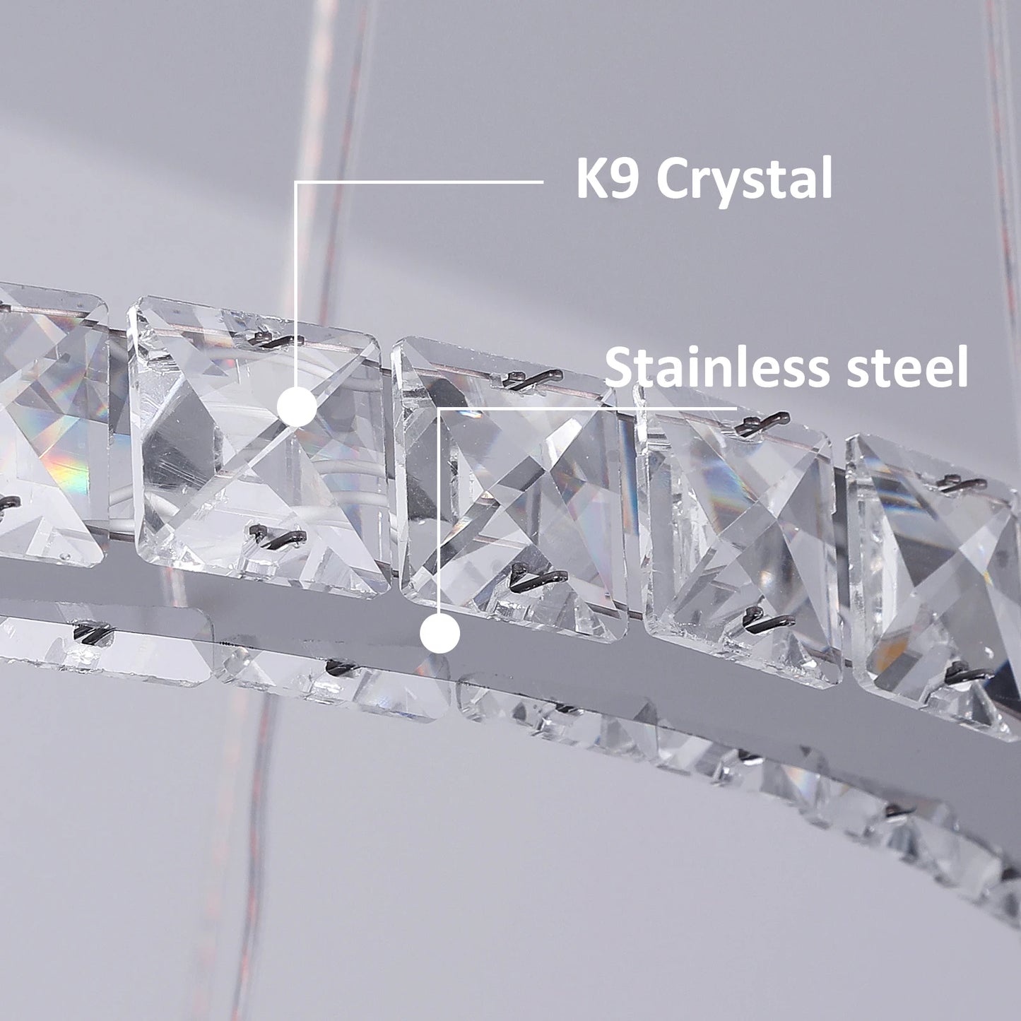 VETRULUS Crystal Ceiling Chandelier Three Ring Pendant Light