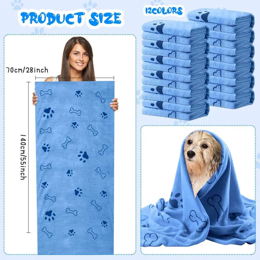 Dog Grooming Towels 12 Pack Microfiber Absorbent Quick Drying