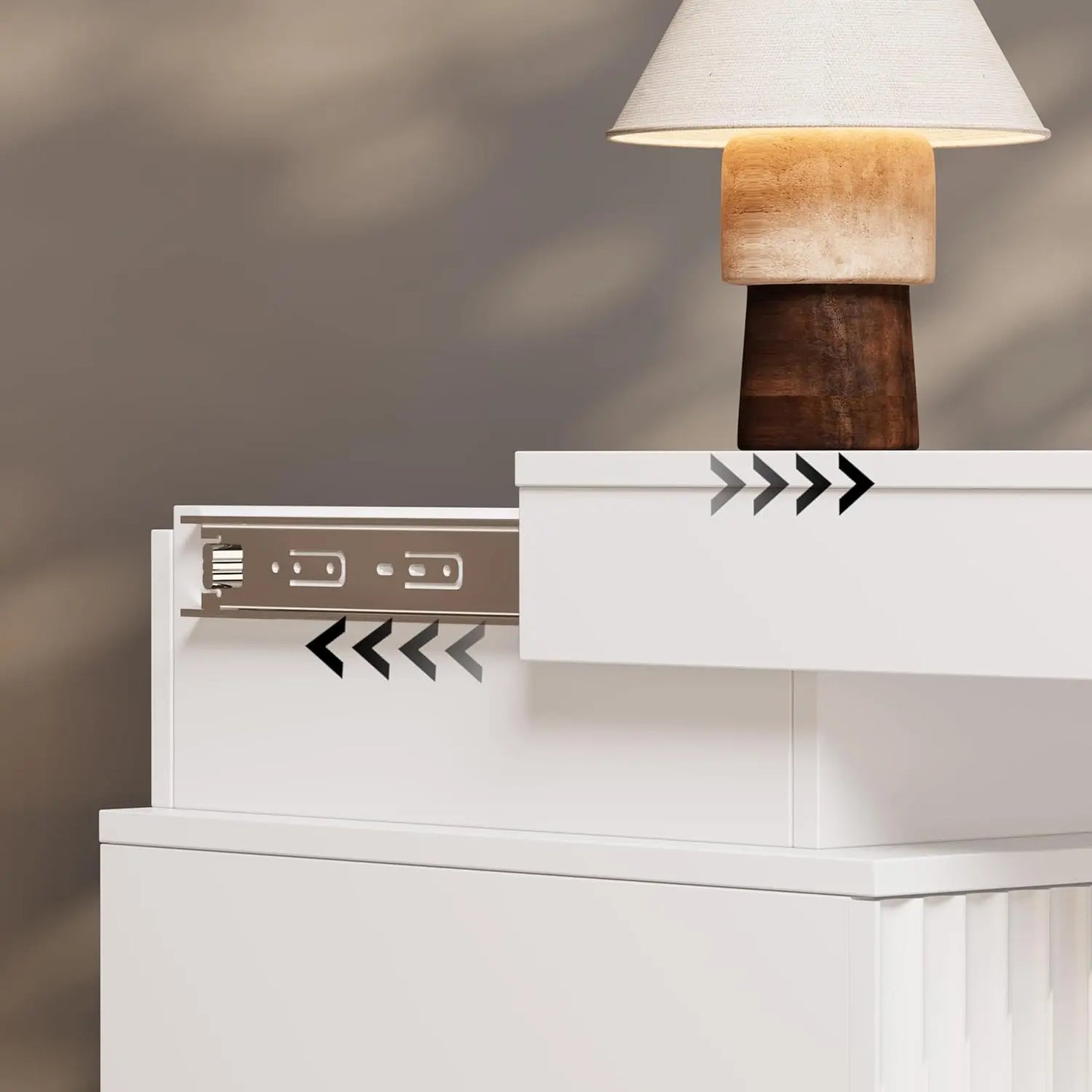Nightstands Set of 2 LED Charging Station Mid Century Modern