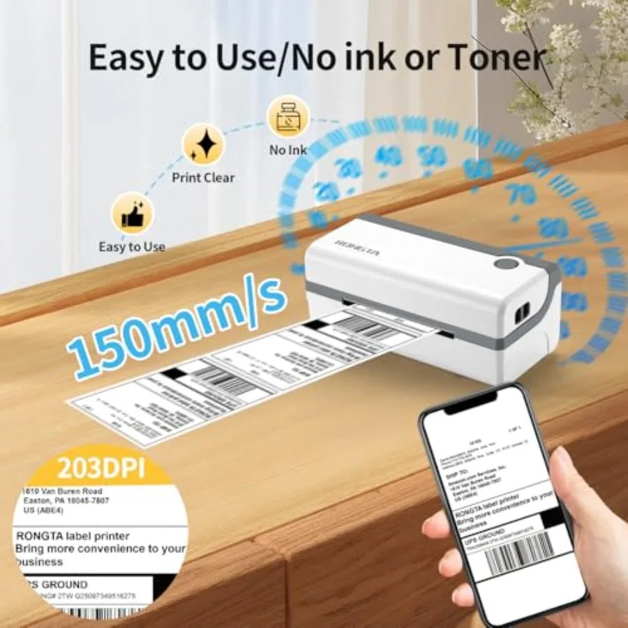 Bluetooth Thermal Shipping Label Printer 4x6 for Android iPhone