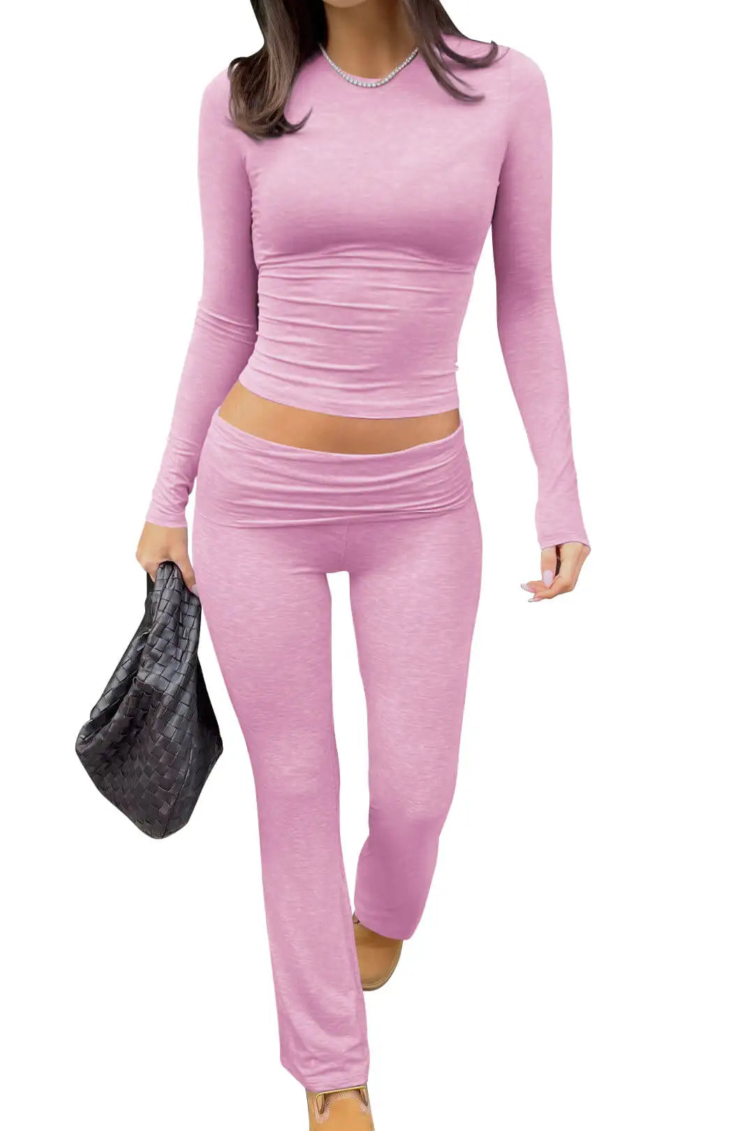 Women's Yoga Two Piece Set Long Sleeve Wide Leg Activewear Coordinated Set