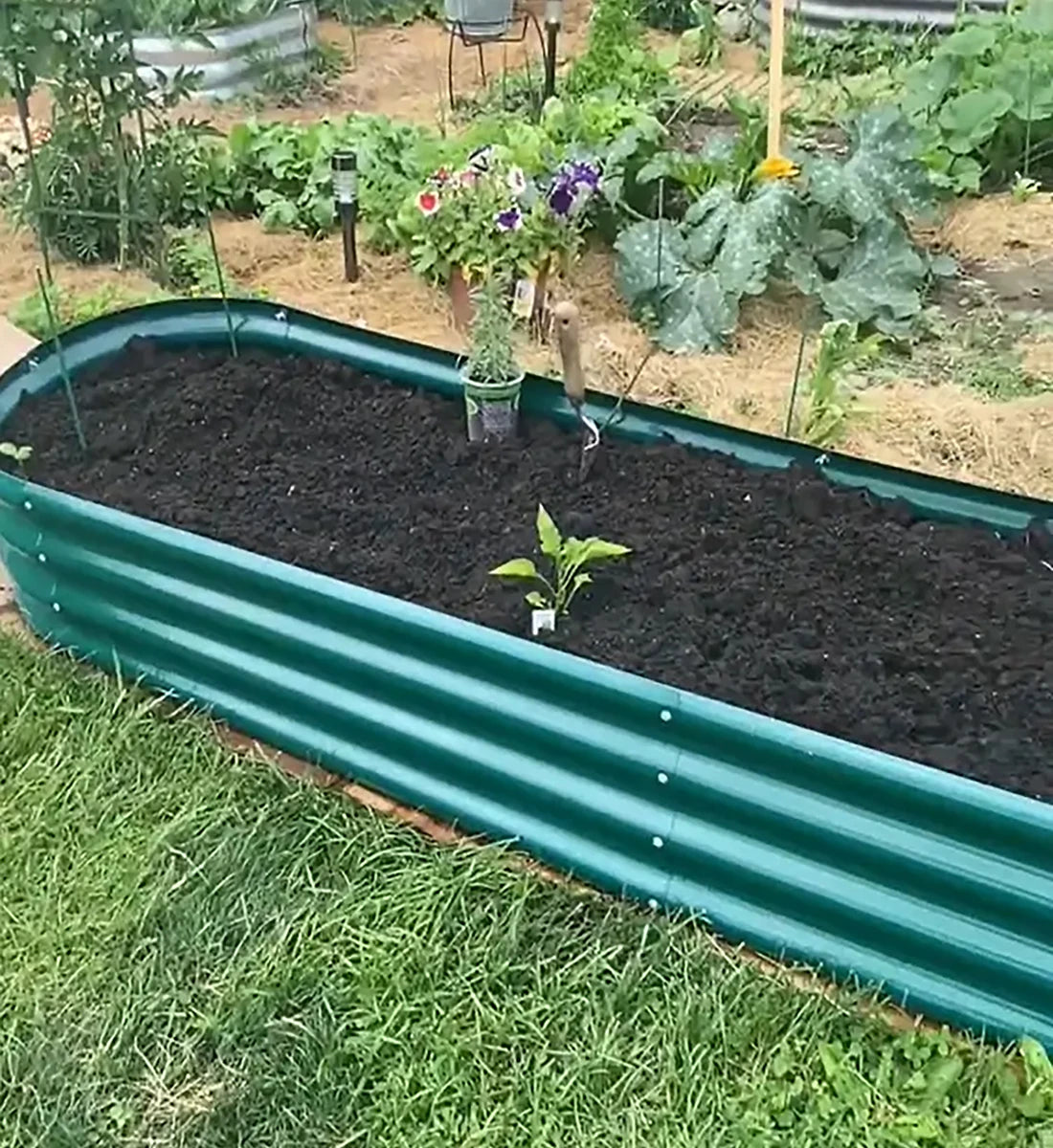 Tramull Galvanized Raised Garden Bed Outdoor Planter Box for Vegetables