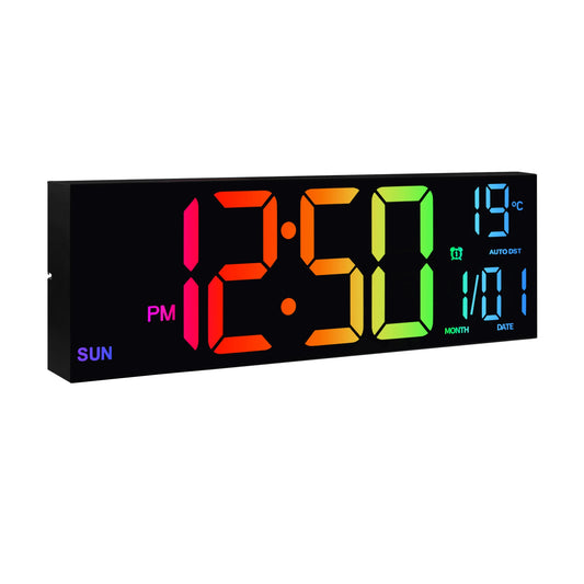 Digital Wall Clock With Large LED Display And Remote Temperature
