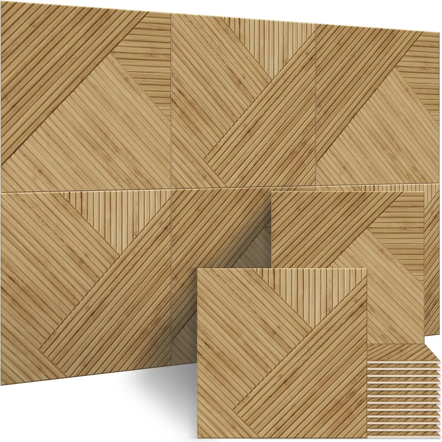 Wood Pattern Acoustic Panels 6 Pack Self Adhesive Soundproof Tiles