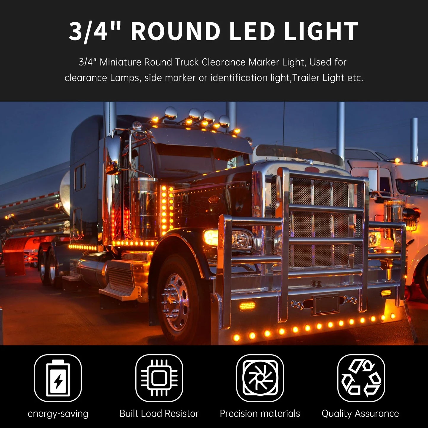 12V Round Trailer Side Marker Lights For Truck Trailer Boat