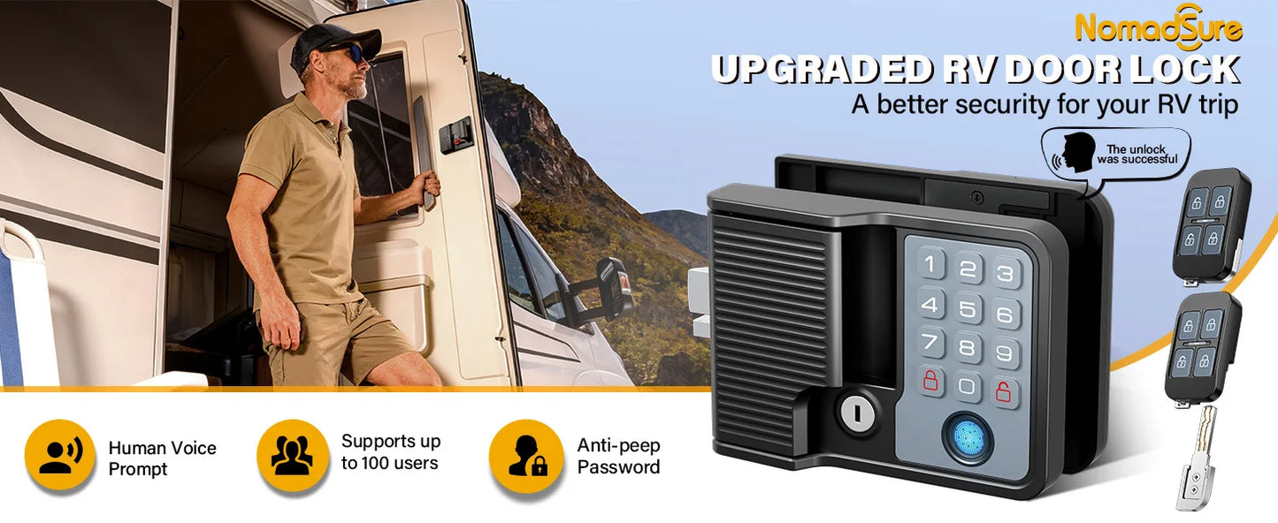 Smart RV Door Lock Keyless Entry Weatherproof Fingerprint Remote Keypad