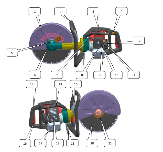 CNCEST Gasoline Concrete Cutting Saw 52cc 2 Stroke for Cement Blocks