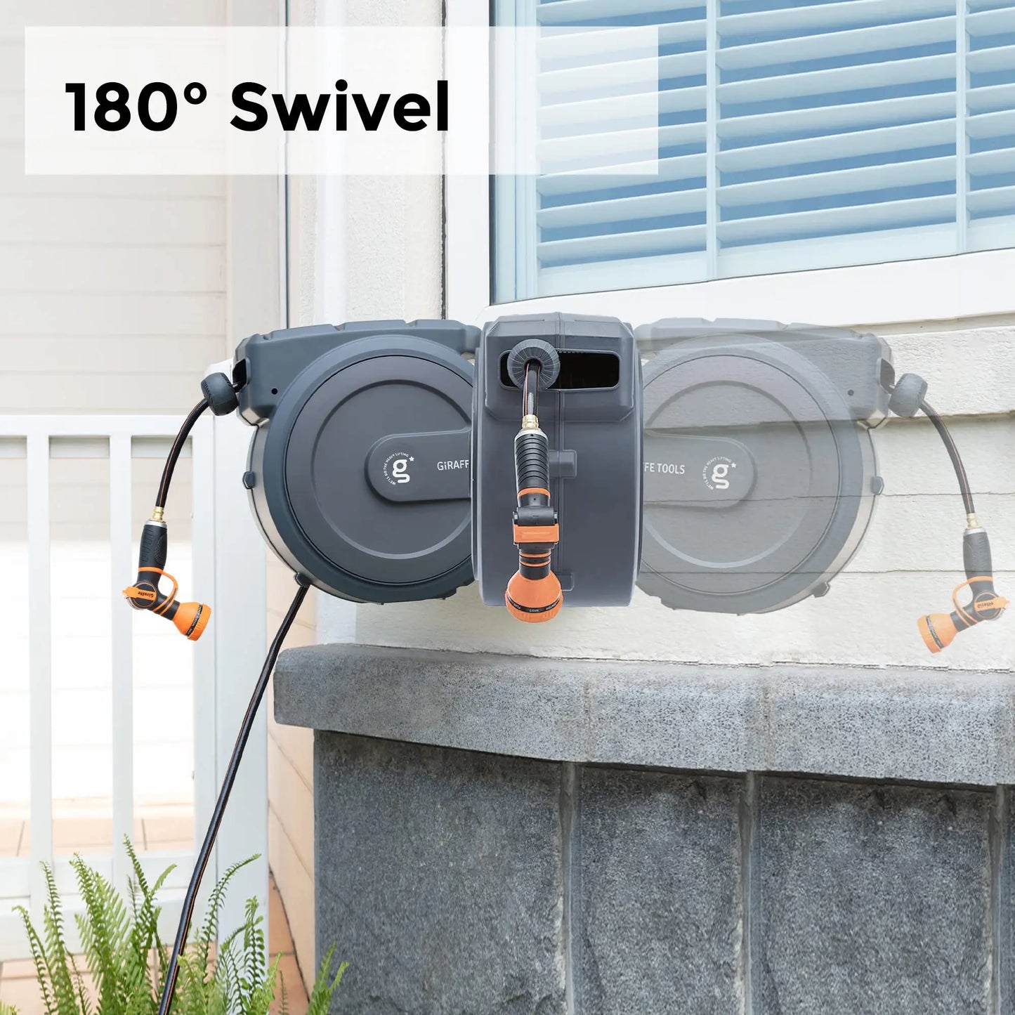 Giraffe Tools AW40 Retractable Garden Hose Reel With Locking System