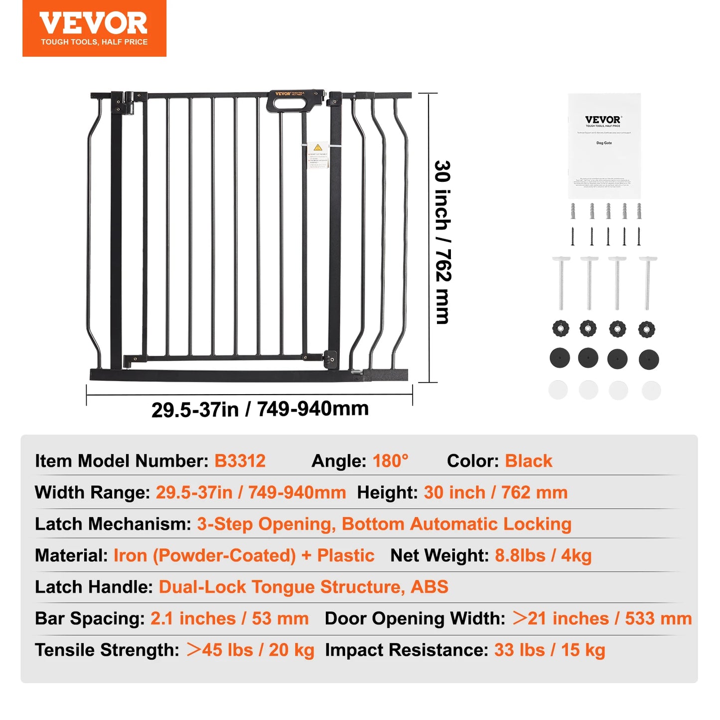 SucceBuy Baby Gate Walk Through Doorways Pressure Mounted