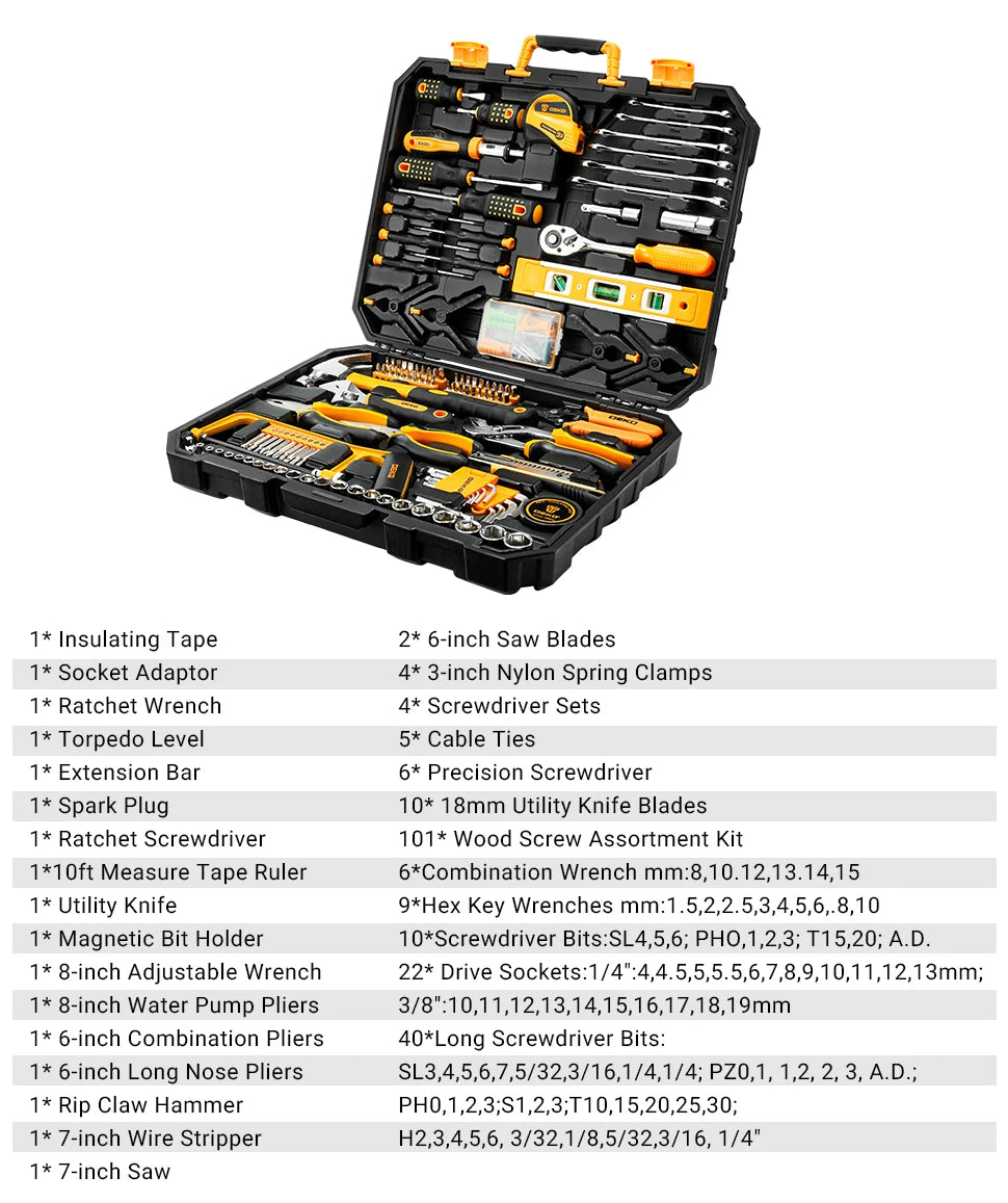 DEKOPRO 228 Piece Socket Wrench Tool Set With Toolbox