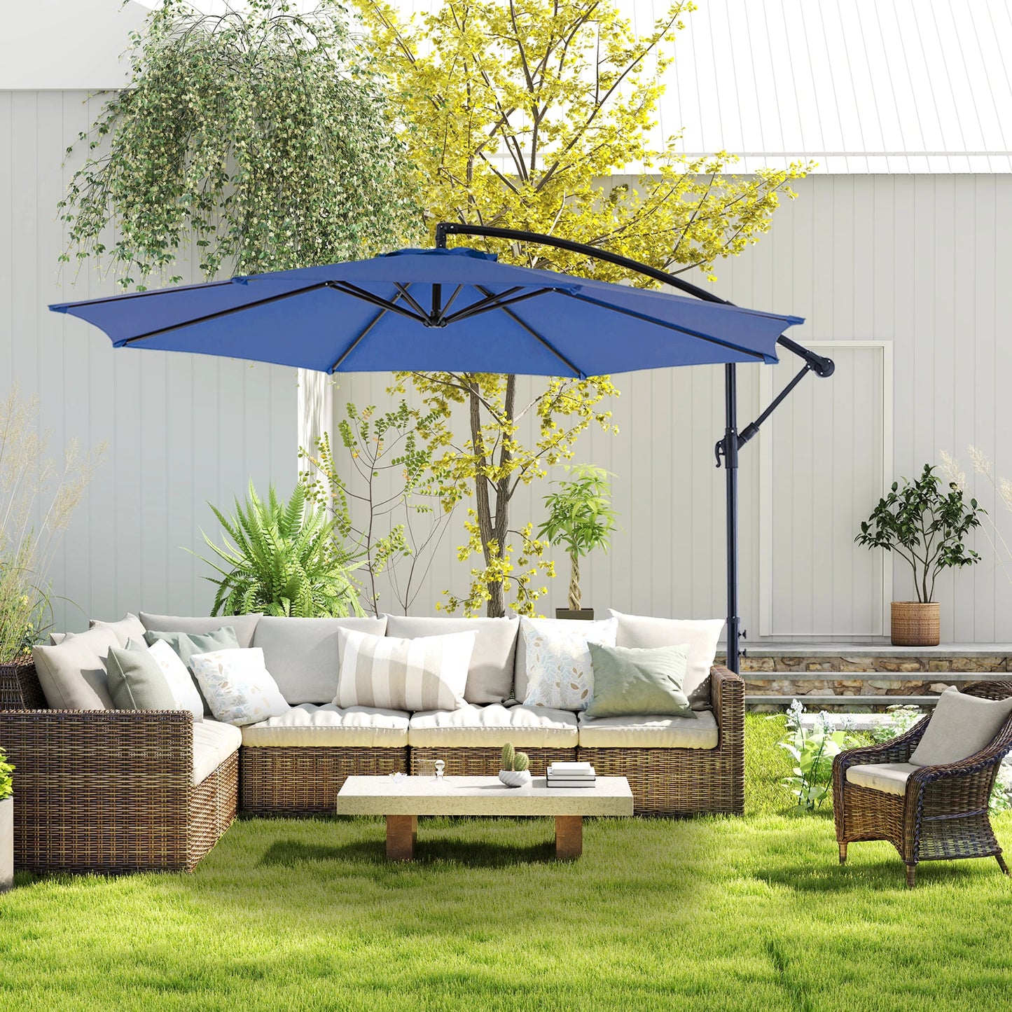JHK Outdoor Cantilever Patio Umbrella With Easy Tilt UV Protection