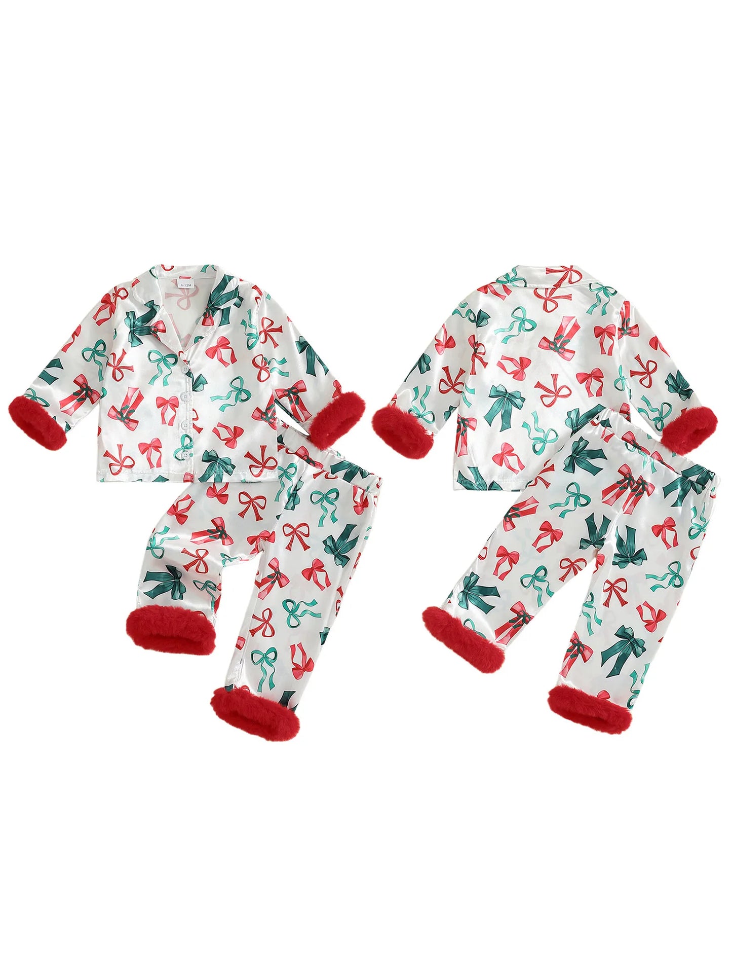 Meihuida Toddler Girl Christmas Pajamas Set With Festive Bow Print