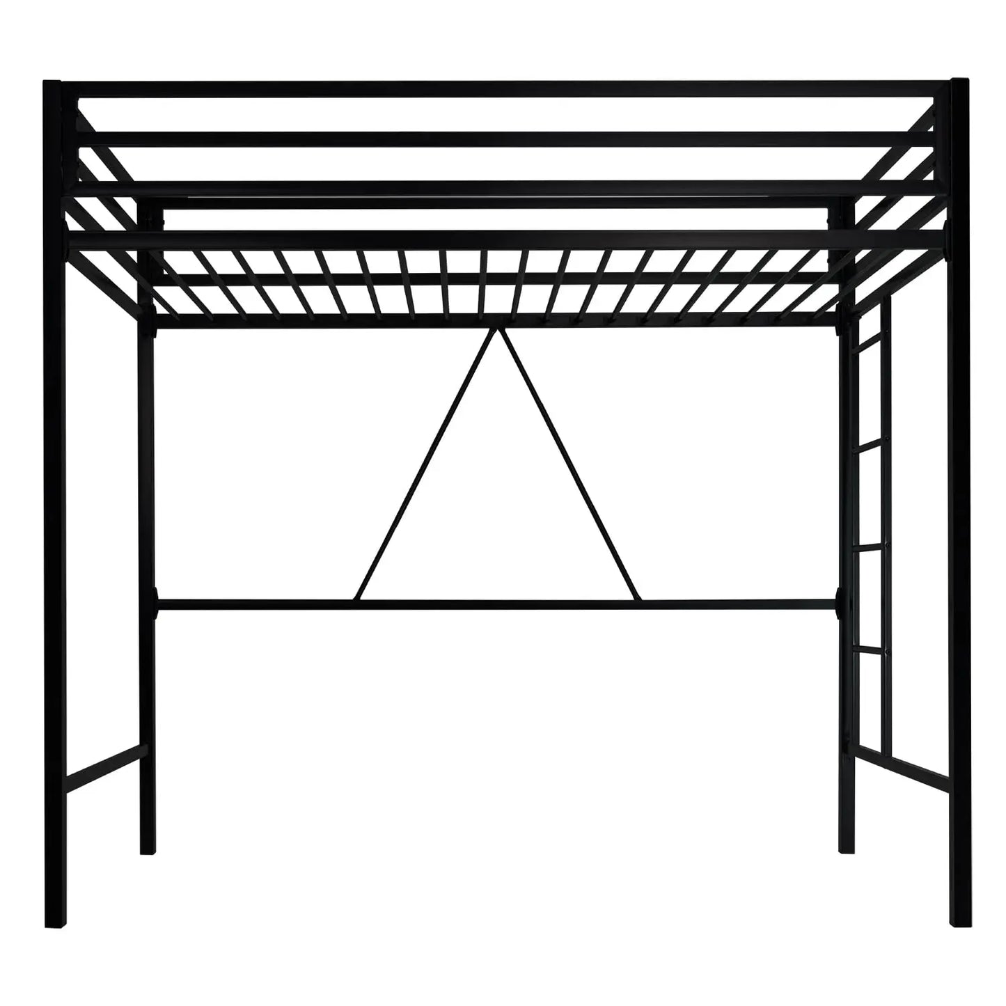 Metal Loft Bed With Guardrail And Ladder For Small Spaces