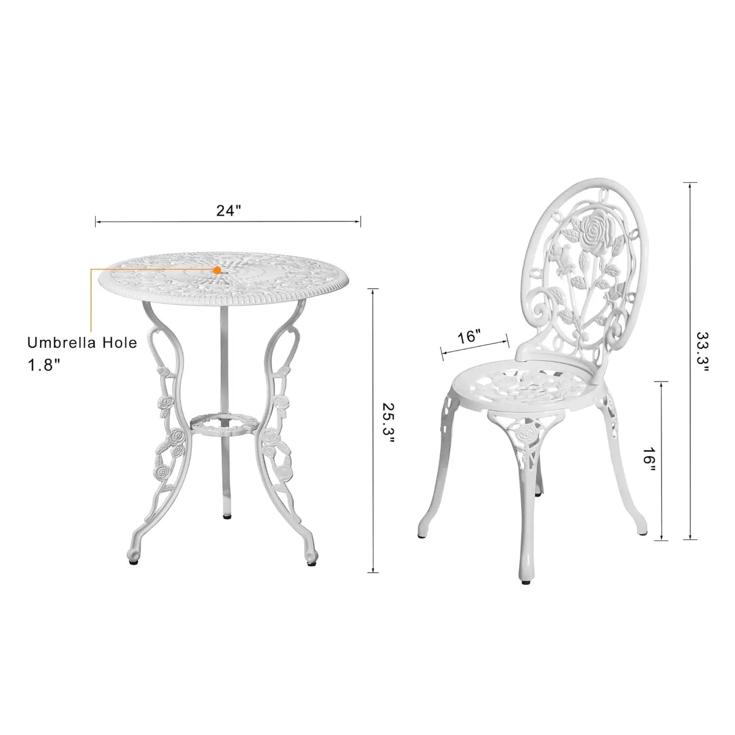 Bistro Table And Chairs Set Outdoor Patio Cast Aluminum