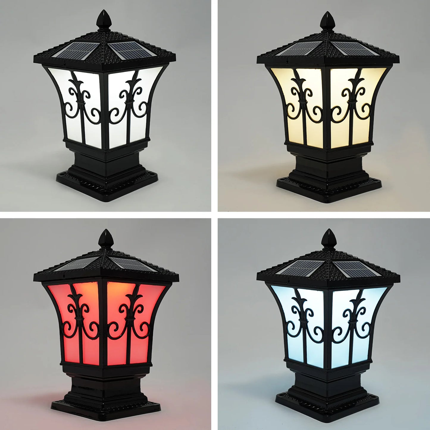 Bymaocar Outdoor Solar Post Light 85-265V Garden Remote Control