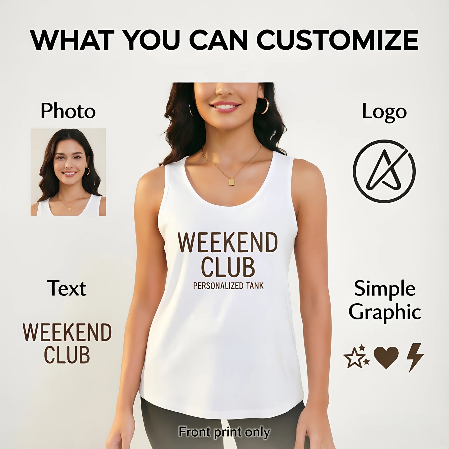 Personalized Women's Tank Top Custom Photo Logo Sleeveless Tee