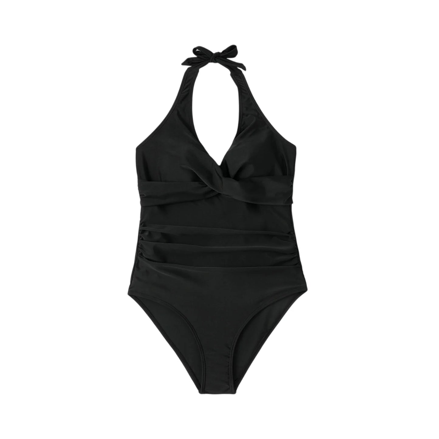 NONECN Tummy Control Cross Front Striped One Piece Swimsuit