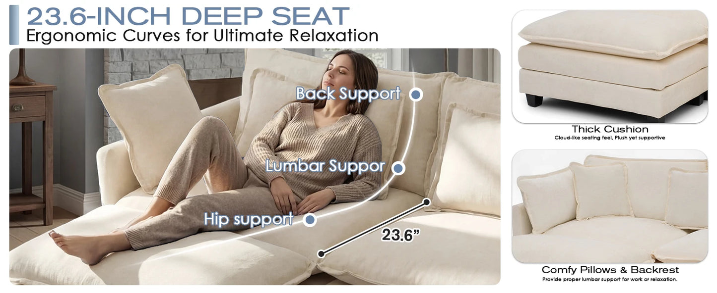 Redlife Modular Sectional Sofa With Ottoman For Living Room