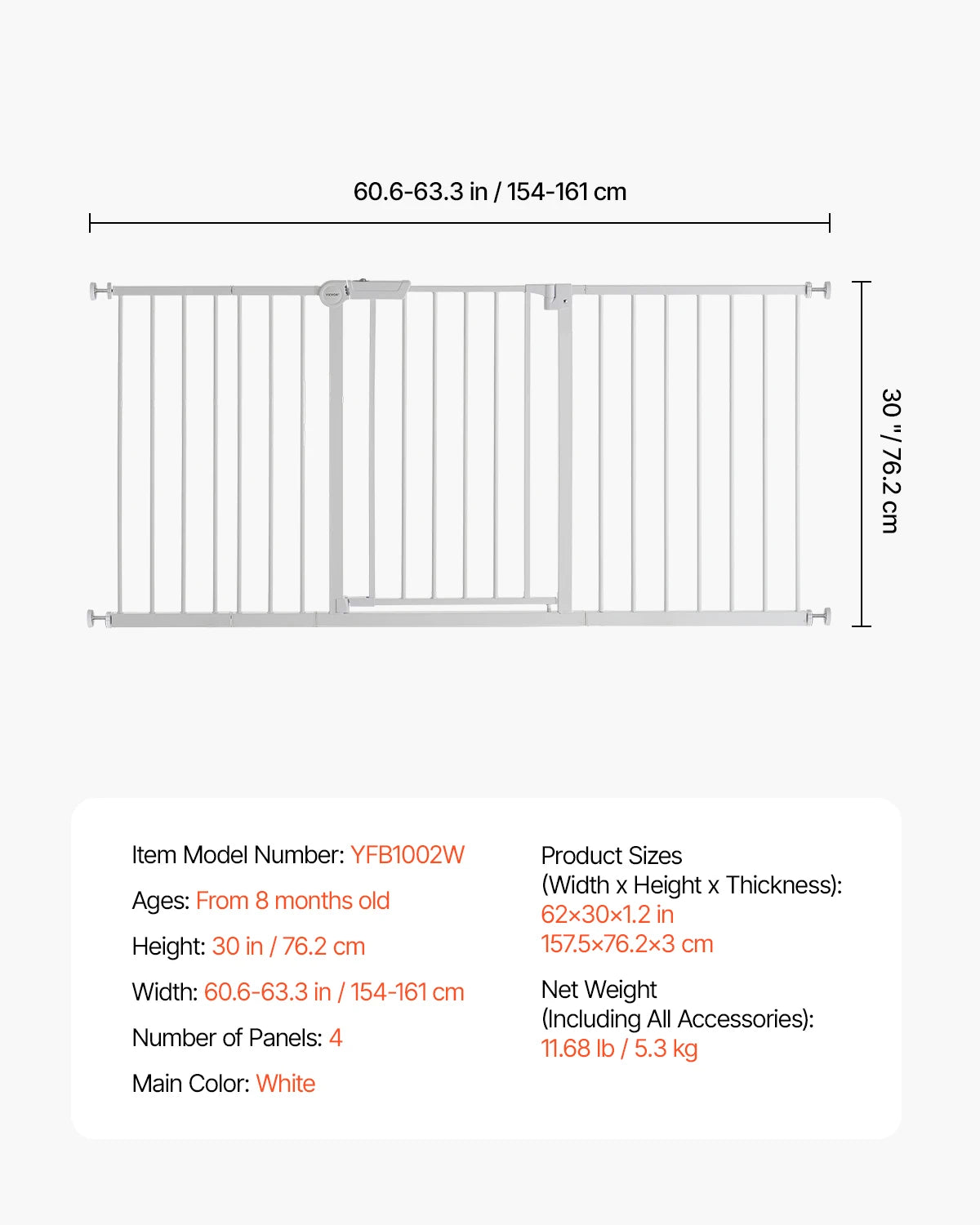 SucceBuy Baby Gate Walk Through Doorways Pressure Mounted