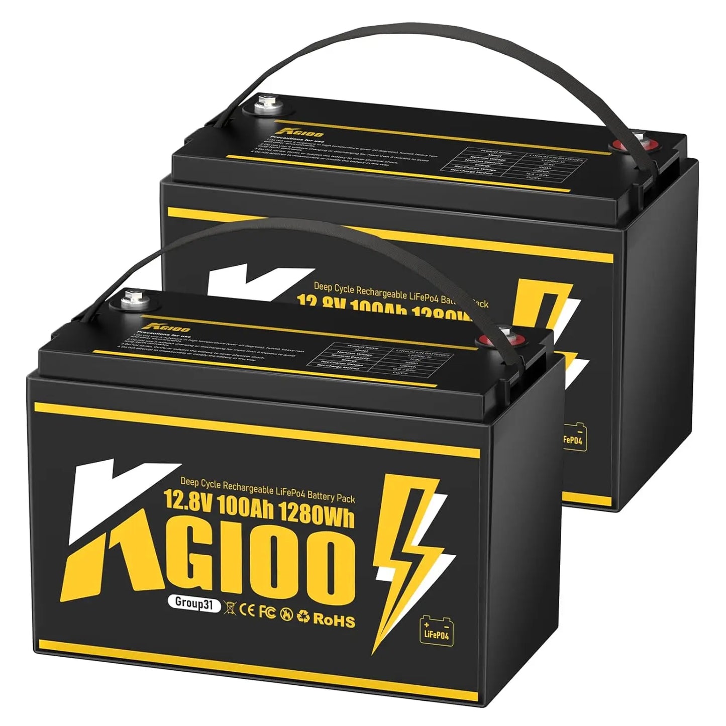 12V 100Ah LiFePO4 Deep Cycle Battery 100A BMS For RV