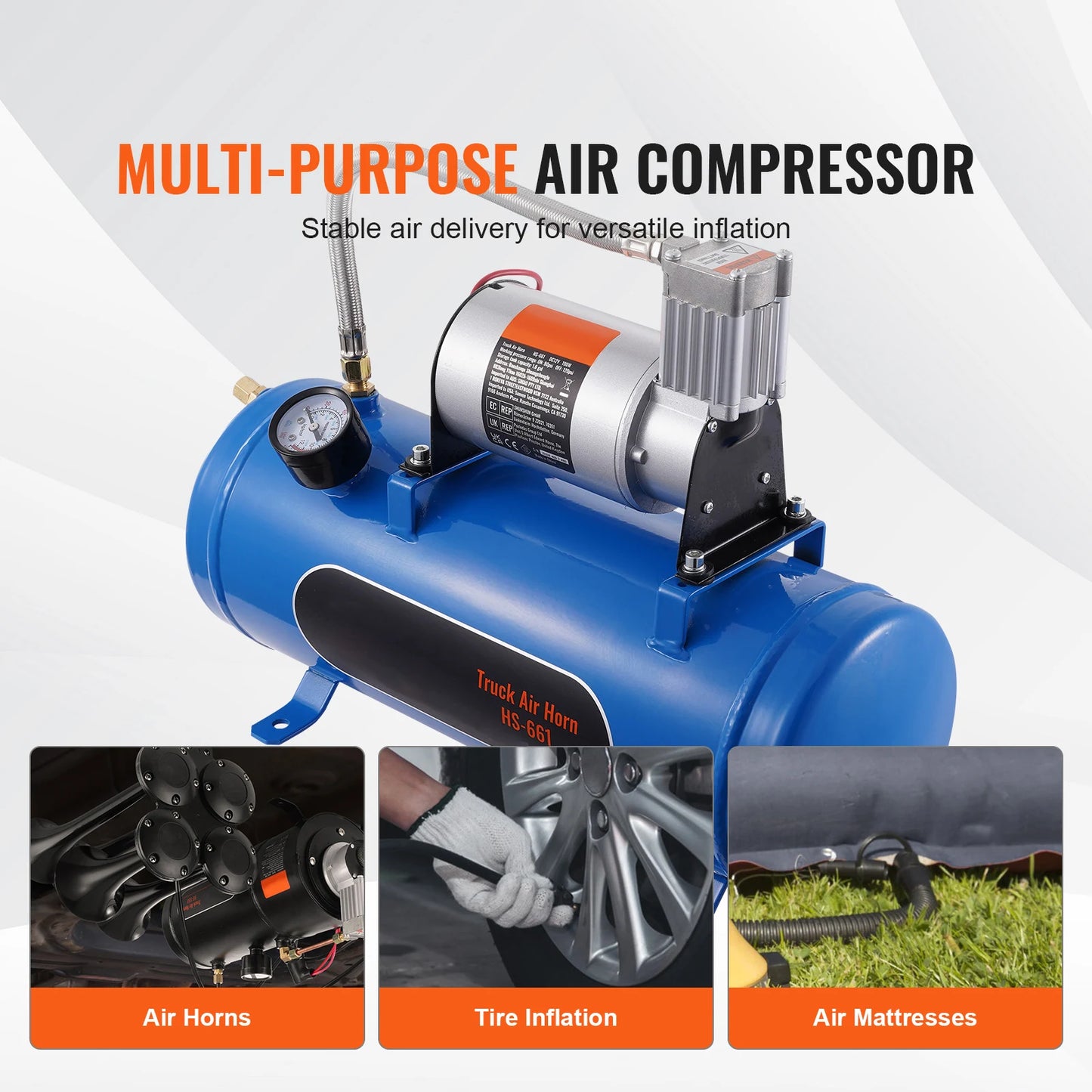 SucceBuy 12V Air Compressor With Tank For Train Horn