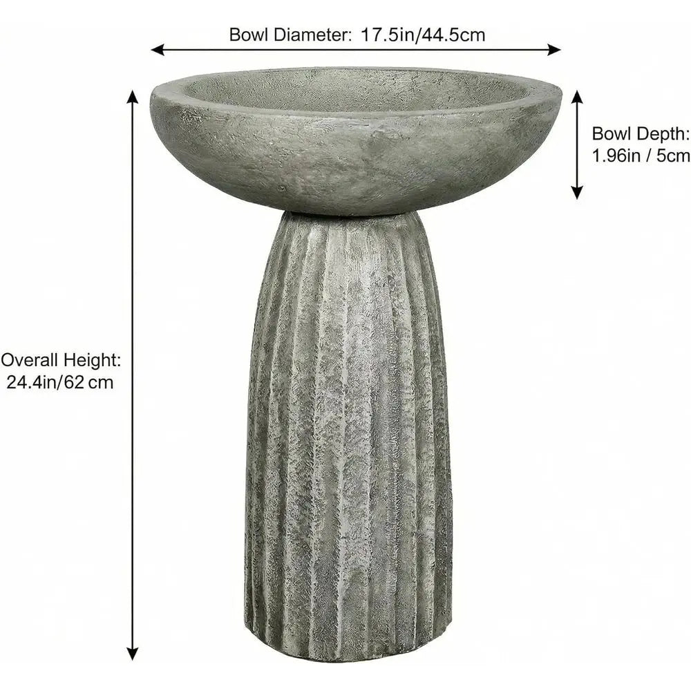 Bird Bath Outdoor Concrete Pedestal Garden Decor For Yard