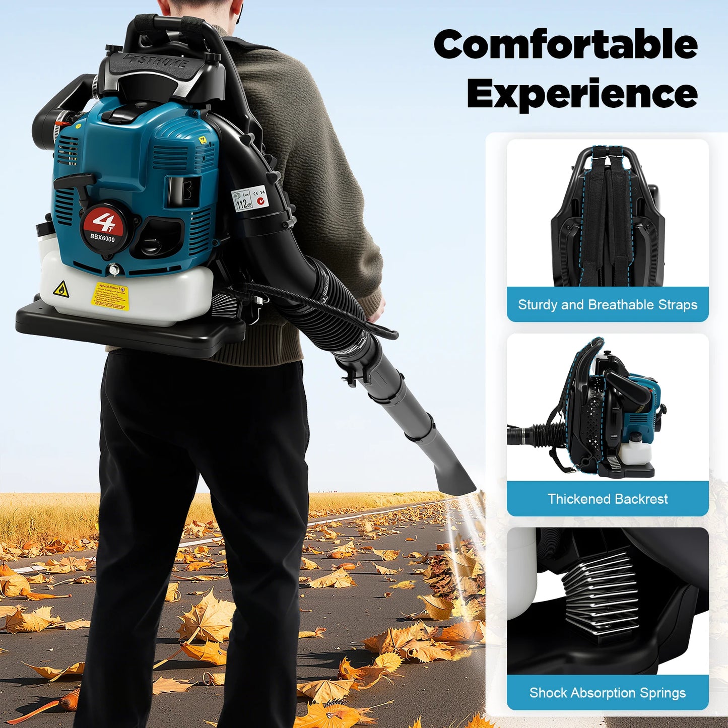 Bymaocar Backpack Leaf Blower 75.6cc 4-Stroke Gas Engine for Yard Debris