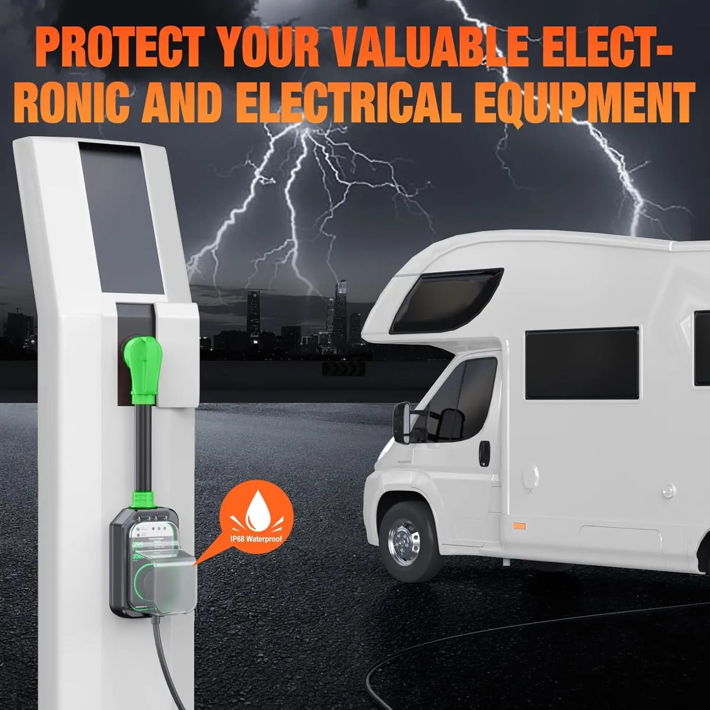 RV Surge Protector 50A 9500J Waterproof RV Circuit Analyzer