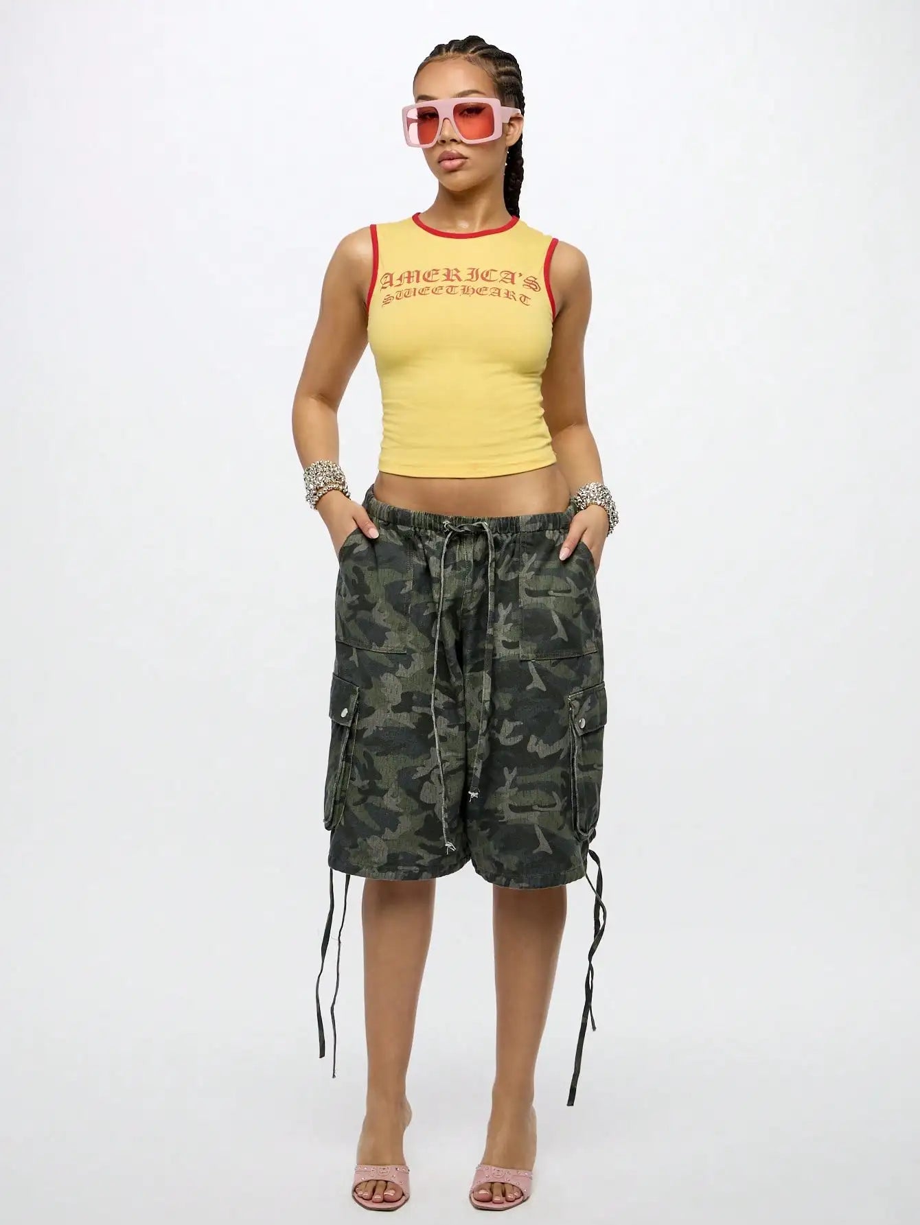 Americas Sweetheart Crop Tank Top Sleeveless Retro Varsity Style