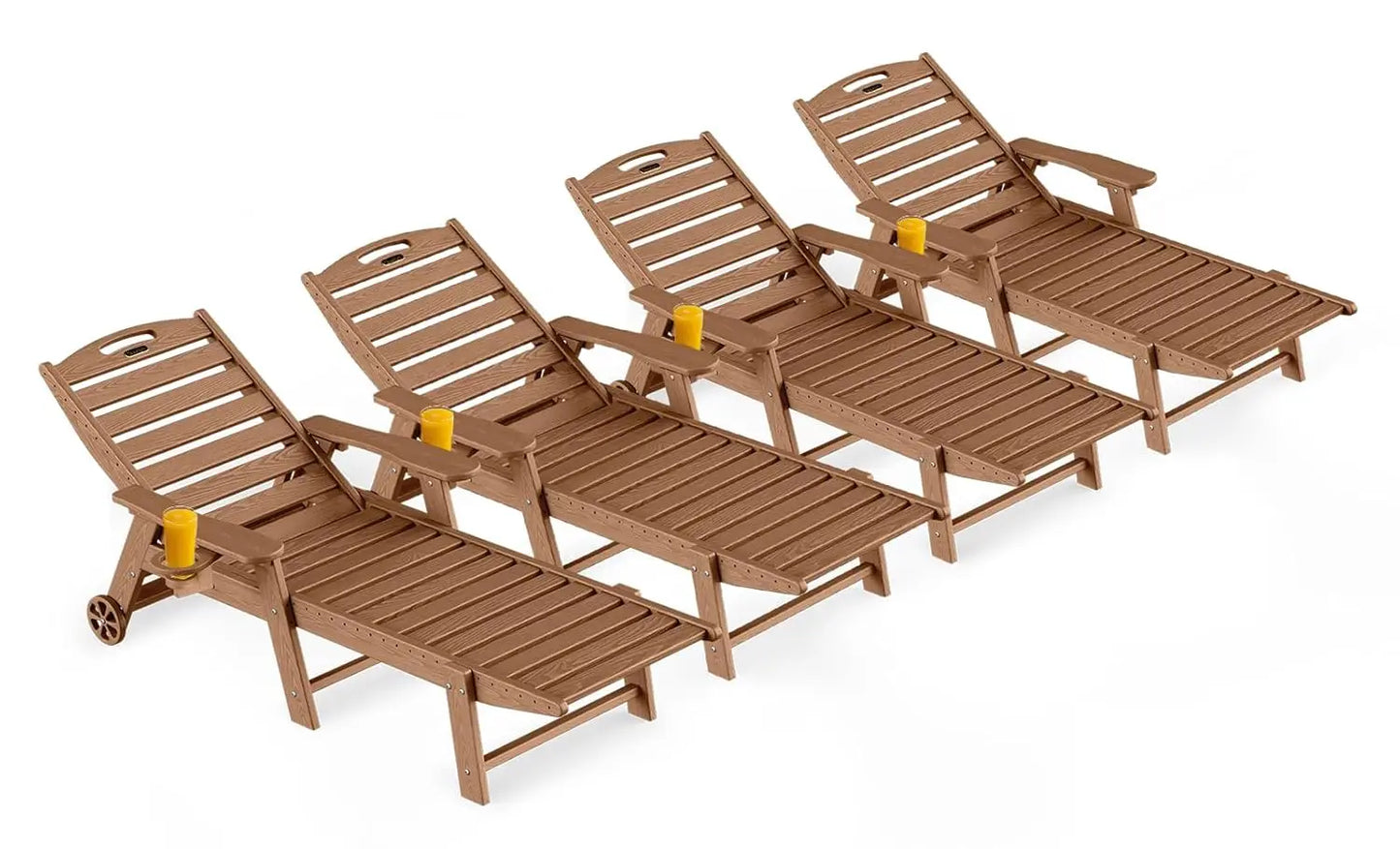 Outdoor Lounge Chairs Set Of 4 All Weather HDPE Wheels