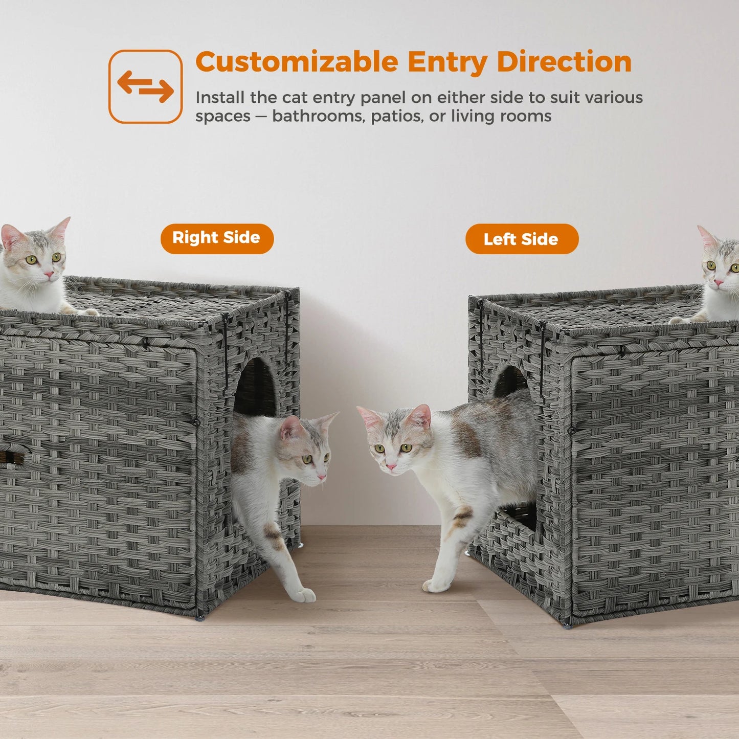 PAWZ Road Rattan Cat Litter Box Enclosure With Door