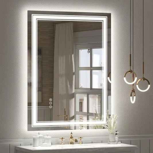LED Bathroom Vanity Mirror With Dual Backlit Front Lit Illumination