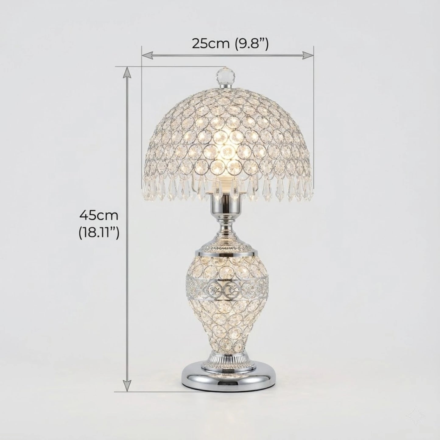 Crystal Table Lamp With Hanging Crystal Drops For Living Room