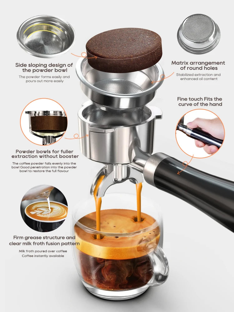 HiBREW 20 Bar Semi Automatic Espresso Temperature Adjustable 58mm Portafilter
