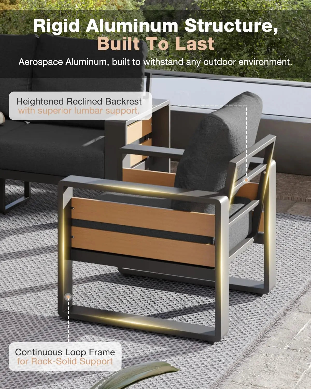 XIAOLANG Aluminum Patio Furniture Set Outdoor Sectional Olefin Cushions