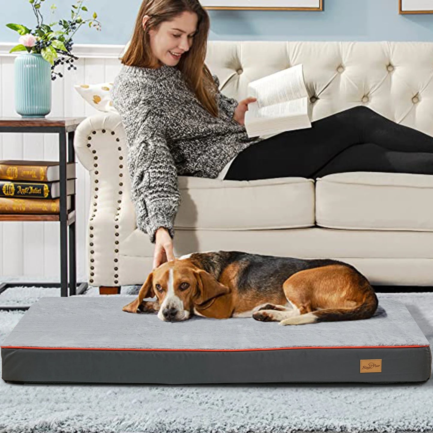 BINGOPAWCN Orthopedic Dog Bed Waterproof With Memory Foam