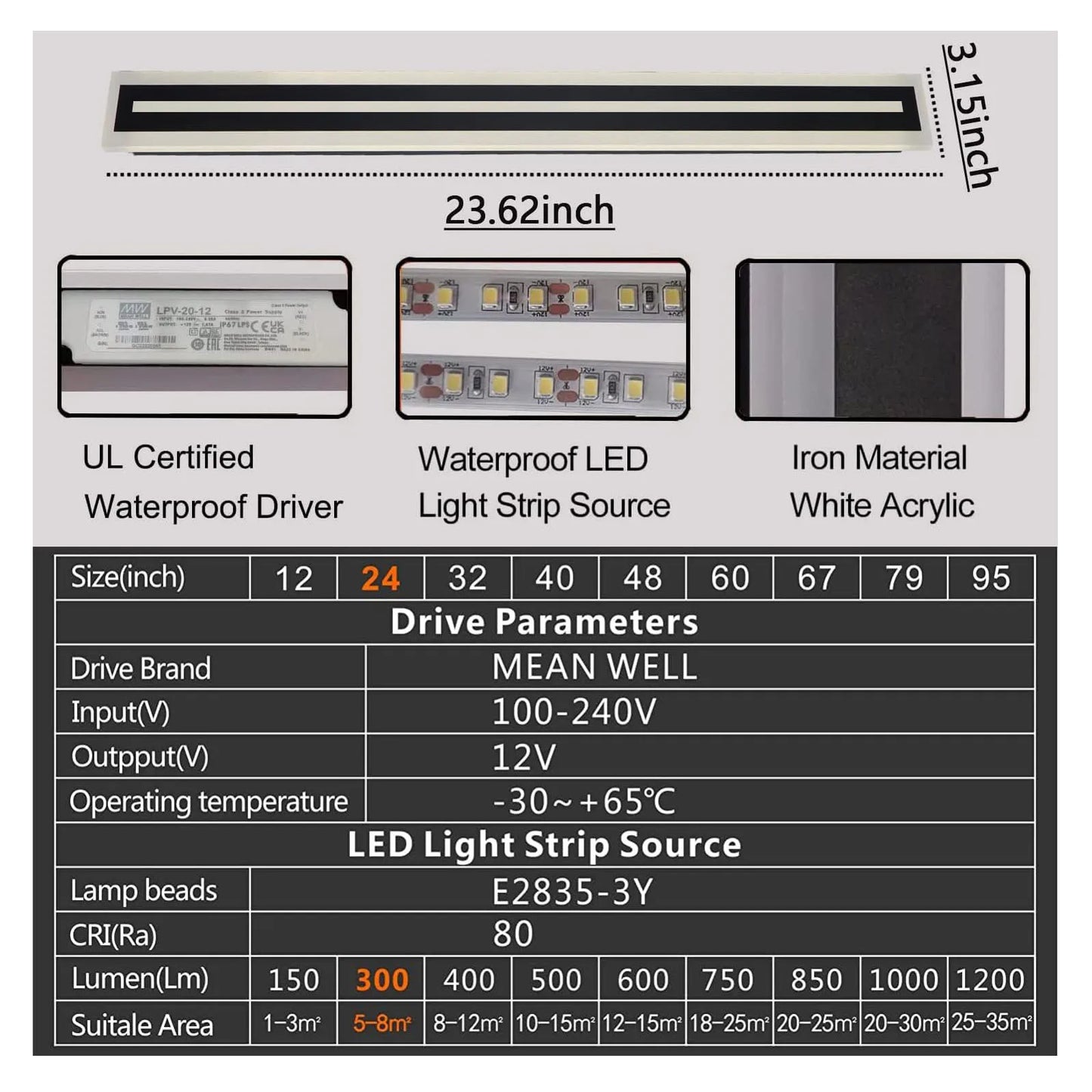 Outdoor Long Strip Modern LED Wall Lighting Fixture Sconce